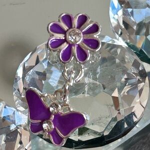 New Butterfly and flower charm with  CZ